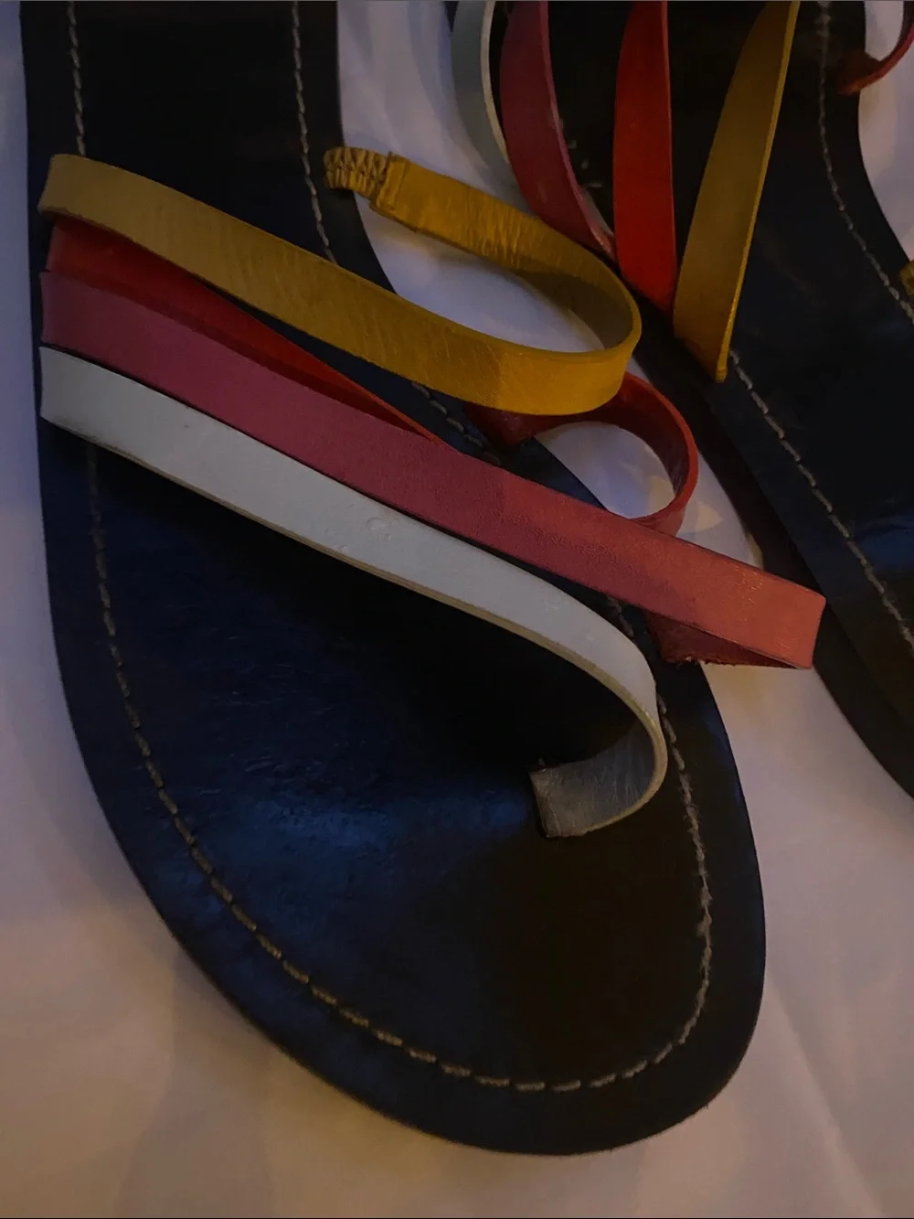 Tory Burch Multistrap Leather PATOS SANDAL in Black, Red, Pink, Yellow and White